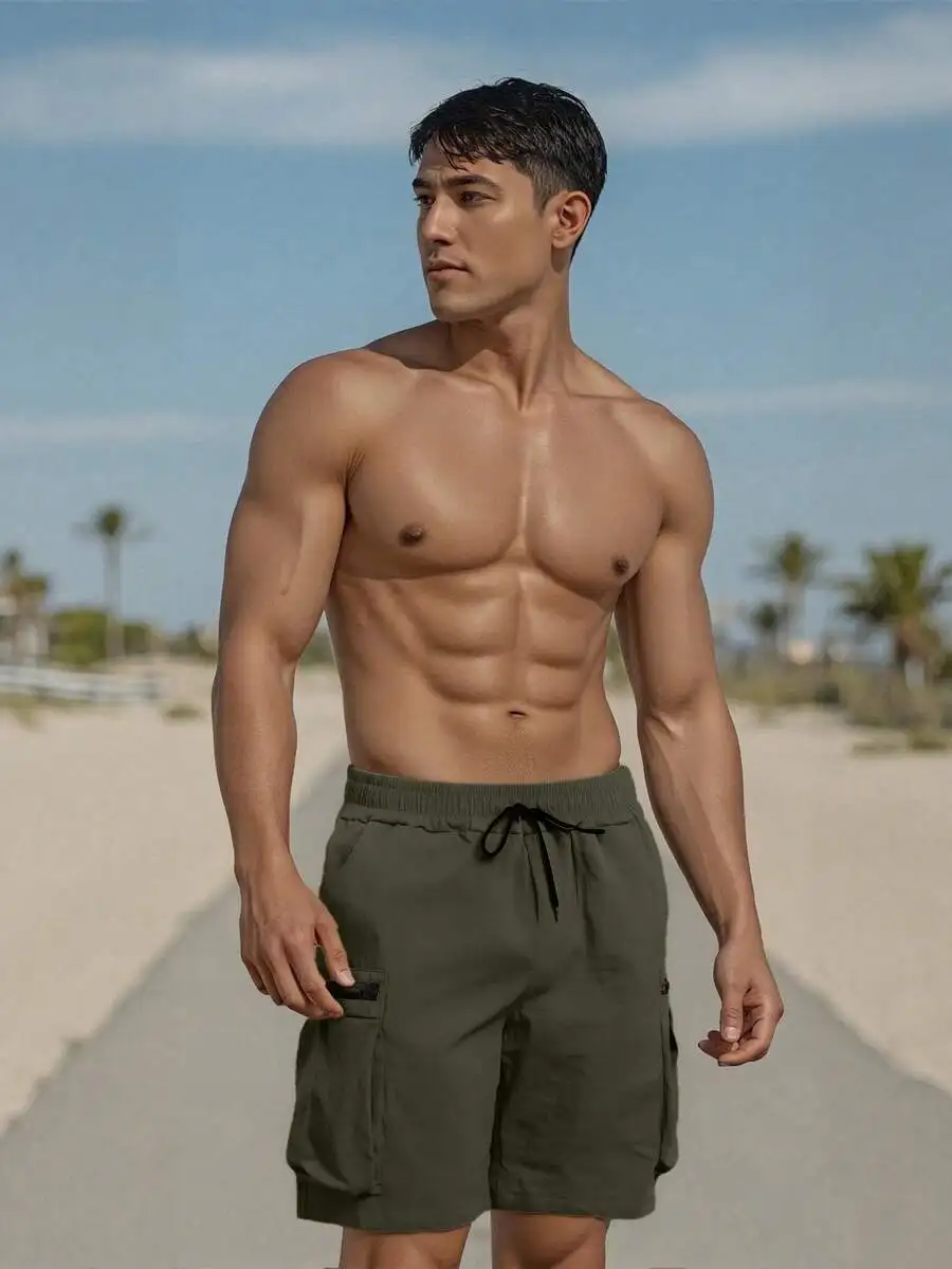 Men Cargo Shorts, Elastic Waist Solid Loose Summer Shorts Streetwear With Pockets
Men Cargo Shorts, Elastic Waist Solid Loose Summer Shorts Streetwear With Pockets