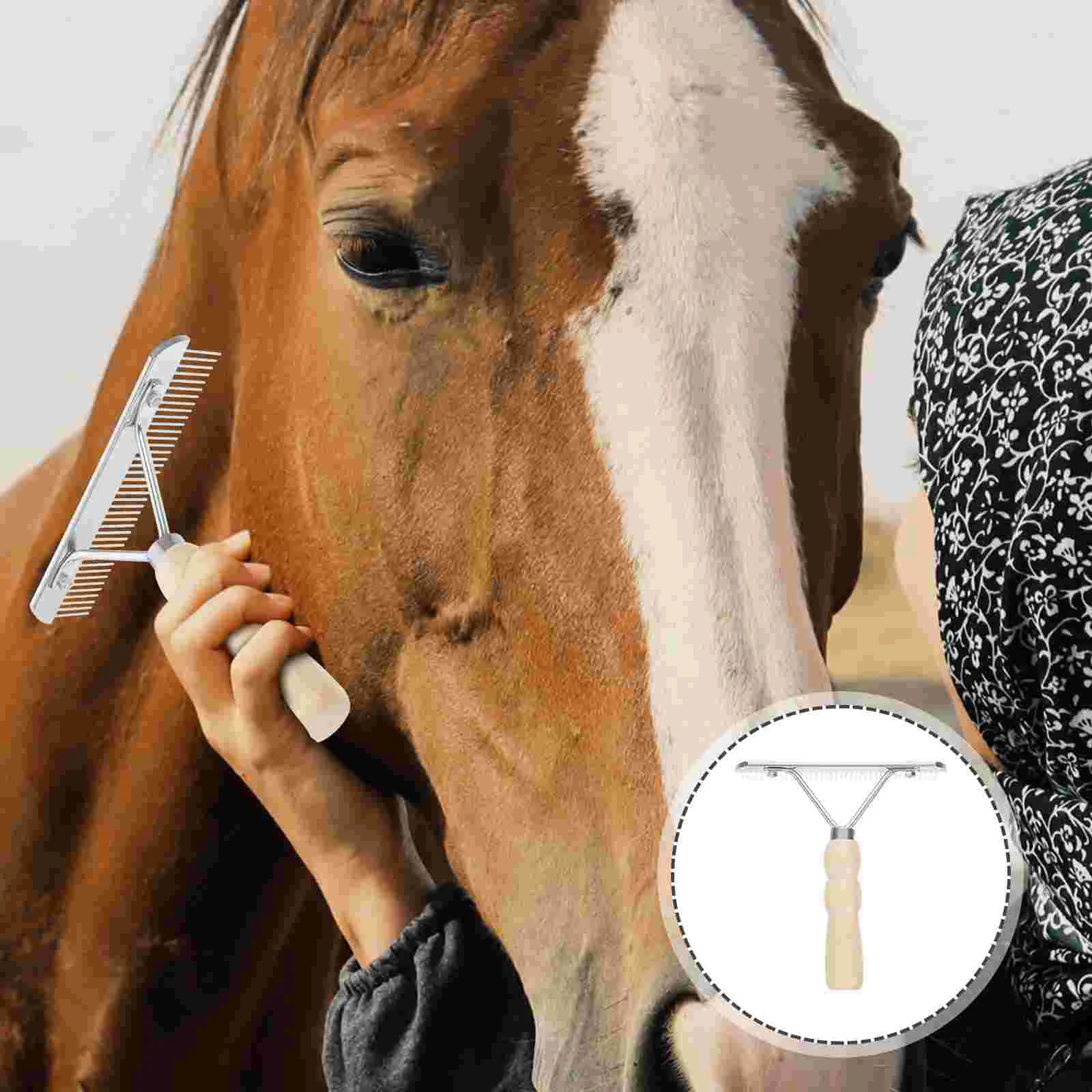Wooden Handle Pet Comb Ergonomic Horse Hairbrush Cleaning Supplies Grooming Tool for Horses Deshedding Practical
Wooden Handle Pet Comb Ergonomic Horse Hairbrush Cleaning Supplies Grooming Tool for Horses Deshedding Practical