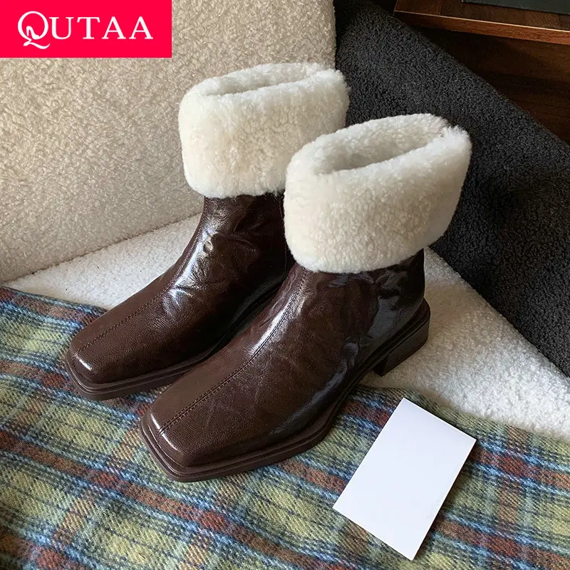 QUTAA 2025 News Warm Wool Women Ankle Boots Casual Genuine Leather Casual Snow Boots Winter Shoes Woman Fashion Size 34-39
QUTAA 2025 News Warm Wool Women Ankle Boots Casual Genuine Leather Casual Snow Boots Winter Shoes Woman Fashion Size 34-39