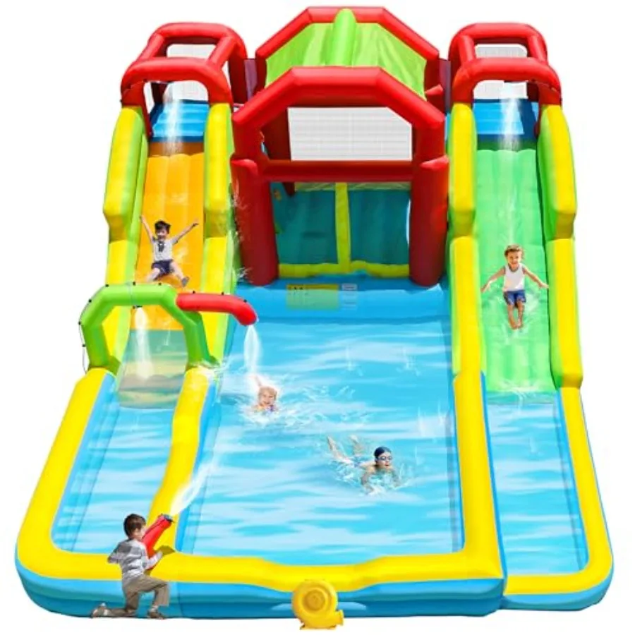 Inflatable Water Double Slides Park for Outdoor Use, PVC Material, Blue and Yellow, Includes Blower, Shade Tent, 2 Climbing Wal
Inflatable Water Double Slides Park for Outdoor Use, PVC Material, Blue and Yellow, Includes Blower, Shade Tent, 2 Climbing Wal