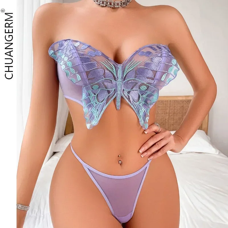 CHUANGERM Women Butterfly Embroidery 2 Pieces Bra Kit Sexy Lingerie Seamless Underwear Transparent Set Push Up Intimate Outfits
CHUANGERM Women Butterfly Embroidery 2 Pieces Bra Kit Sexy Lingerie Seamless Underwear Transparent Set Push Up Intimate Outfits
