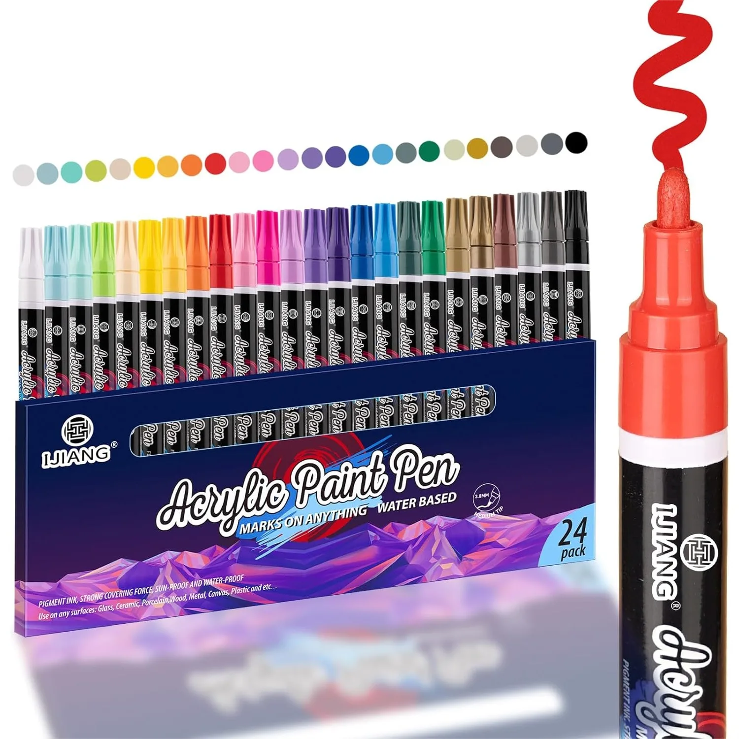 24 Colors Acrylic Paint Pens With Quick Dry Waterproof Permanent Markers For Fabric Canvas Plastic Rock Ceramic Glass Wood Art Supplies
24 Colors Acrylic Paint Pens With Quick Dry Waterproof Permanent Markers For Fabric Canvas Plastic Rock Ceramic Glass Wood Art Supplies