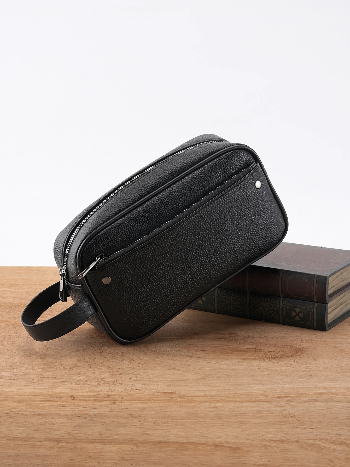 Men's Textured PU Leather Organizer Bag - Dual Zipper Hand Carry w/ Detachable Strap, Fits Phone & Essentials
Men's Textured PU Leather Organizer Bag - Dual Zipper Hand Carry w/ Detachable Strap, Fits Phone & Essentials