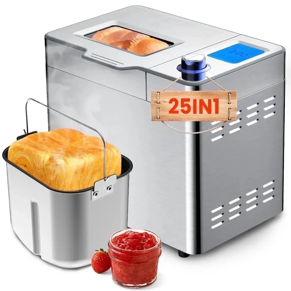 25 in 1 Bread Maker Machine, 2LB Bread Maker with Auto Fruit and Nut Dispenser, Gluten Free Setting, Reserve & Keep Warm Set
25 in 1 Bread Maker Machine, 2LB Bread Maker with Auto Fruit and Nut Dispenser, Gluten Free Setting, Reserve & Keep Warm Set