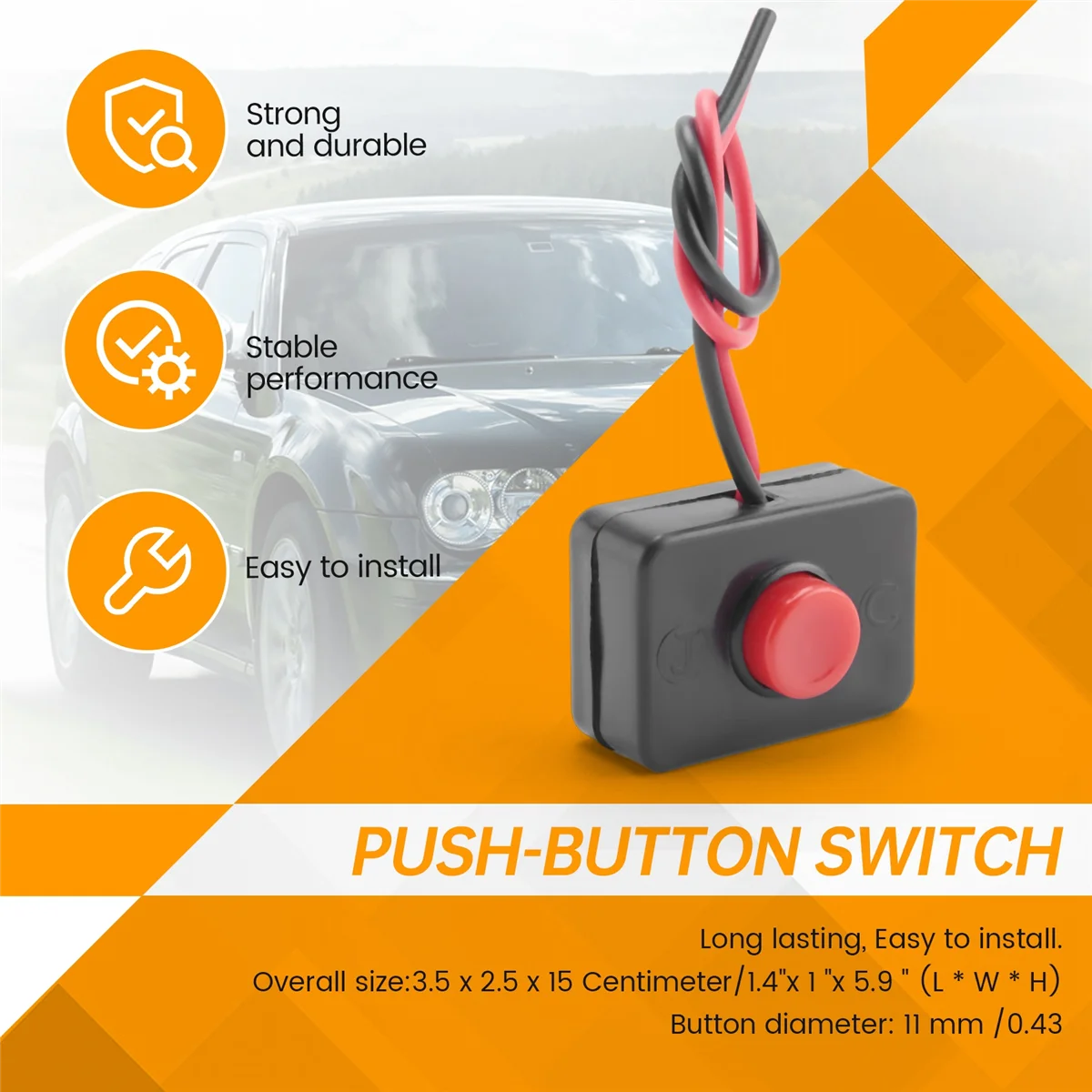 DC 12V2A Adhesive base push button momentarily action wired switch for automobilesJAS
DC 12V2A Adhesive base push button momentarily action wired switch for automobilesJAS
