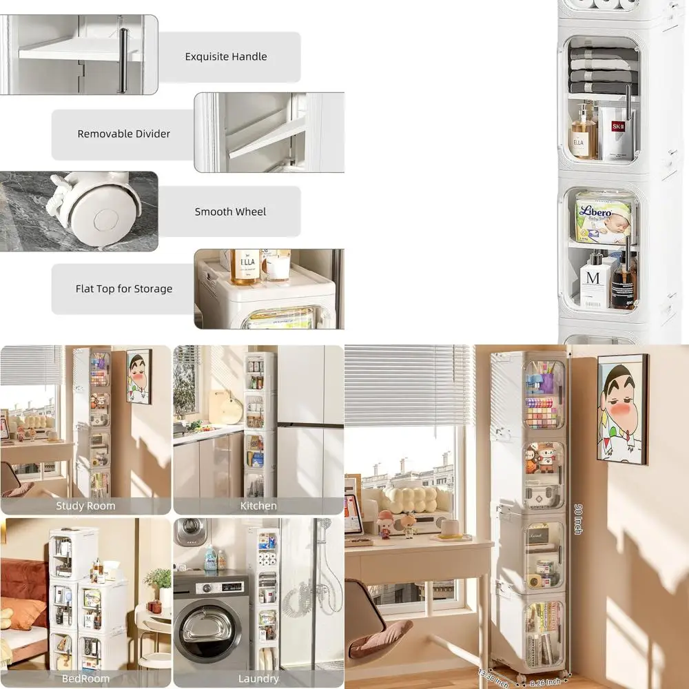 Space-Saving Rolling Bathroom Cabinet with 4 Doors and Removable Shelves for Compact Spaces
Space-Saving Rolling Bathroom Cabinet with 4 Doors and Removable Shelves for Compact Spaces