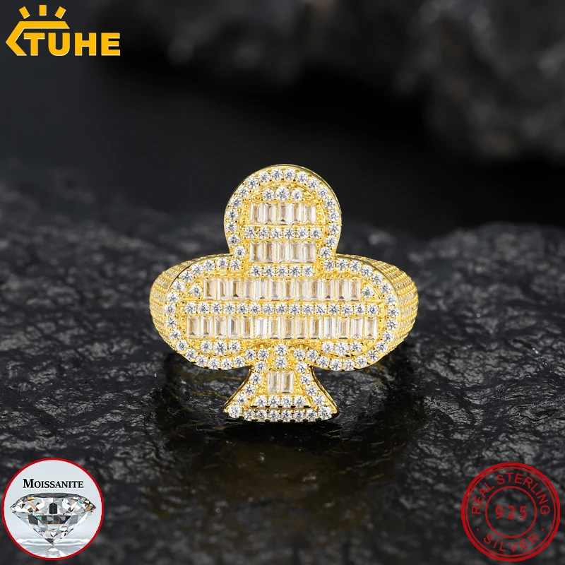 TUHE Men Luxury Iced Out Moissanite Clubs Playing Card Ring S925 Sterling Silver Unisex Hip Hop Jewelry Gifts
TUHE Men Luxury Iced Out Moissanite Clubs Playing Card Ring S925 Sterling Silver Unisex Hip Hop Jewelry Gifts