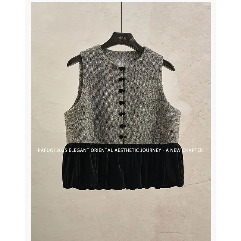 New Chinese Style Vest Female Color Matching Single-Breasted Slim Temperament Ladies Vest Comfortable Office Vest Button Coat
New Chinese Style Vest Female Color Matching Single-Breasted Slim Temperament Ladies Vest Comfortable Office Vest Button Coat