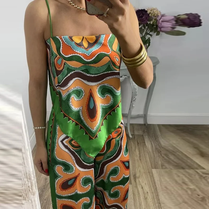 Leisure Vacation Women Beach Suit Sexy Pocket Straight Long Pants+Belly Crop Tops Set Casual Fashion Pattern Print Two Piece Set
Leisure Vacation Women Beach Suit Sexy Pocket Straight Long Pants+Belly Crop Tops Set Casual Fashion Pattern Print Two Piece Set