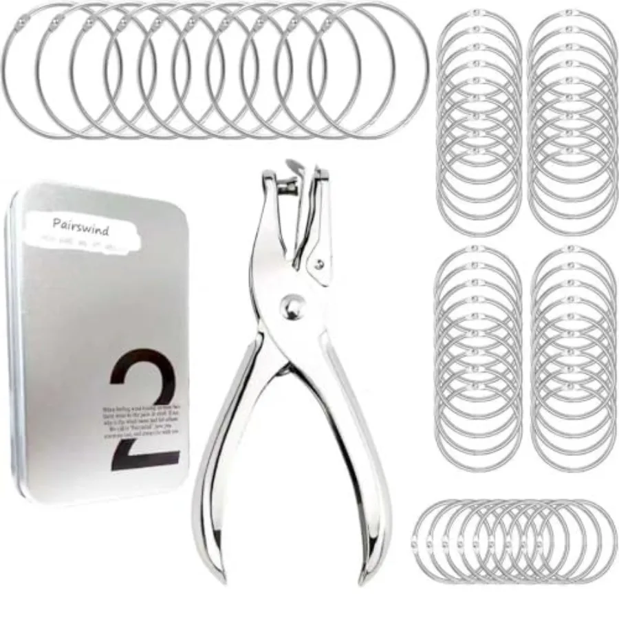 Loose Leaf Binder Book Rings with Hole Puncher 50pcs 1 inch and 10pcs 2 inch Book Rings with 1/4 Inch Metal Single Hole Punch
Loose Leaf Binder Book Rings with Hole Puncher 50pcs 1 inch and 10pcs 2 inch Book Rings with 1/4 Inch Metal Single Hole Punch
