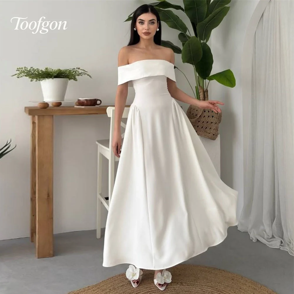Toofgon Off Shoulder Satin A Line Prom Dresses Customized Draped Matte Satin Women Formal Party Dress Ankle Length Evening Gowns
Toofgon Off Shoulder Satin A Line Prom Dresses Customized Draped Matte Satin Women Formal Party Dress Ankle Length Evening Gowns