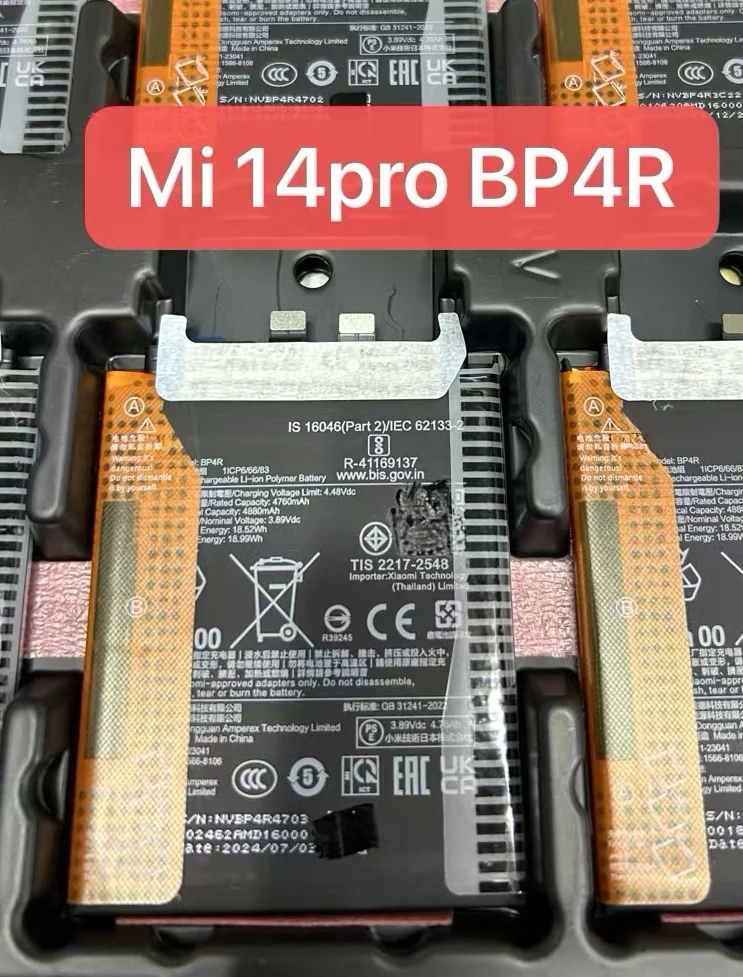 2024 Years 100% Original 100% New BP4R For Xiaomi 14 Pro 14Pro Phone Replacement Batteries Fast Shipping
2024 Years 100% Original 100% New BP4R For Xiaomi 14 Pro 14Pro Phone Replacement Batteries Fast Shipping