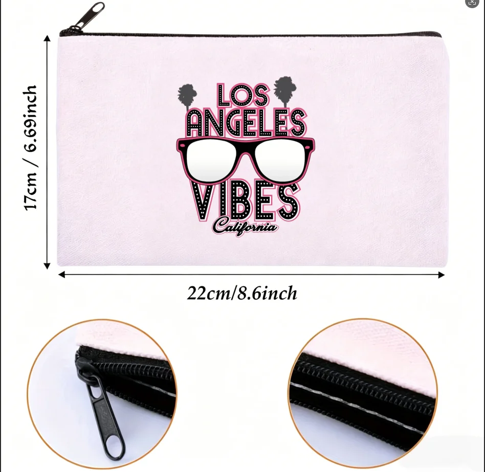 1PC LA Vibes Sunglasses Palm Tree Graphic Print Canvas Cosmetic Bag Portable Zipper Storage Pouch
1PC LA Vibes Sunglasses Palm Tree Graphic Print Canvas Cosmetic Bag Portable Zipper Storage Pouch