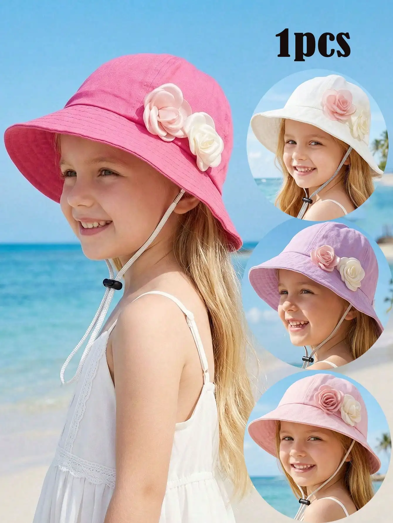 1Pc 3-8Y Girls Double Flower Wide Brim Fisherman Hat Adjustable Chin Strap Foldable Washable Breathable Sun Hat For Beach
1Pc 3-8Y Girls Double Flower Wide Brim Fisherman Hat Adjustable Chin Strap Foldable Washable Breathable Sun Hat For Beach
