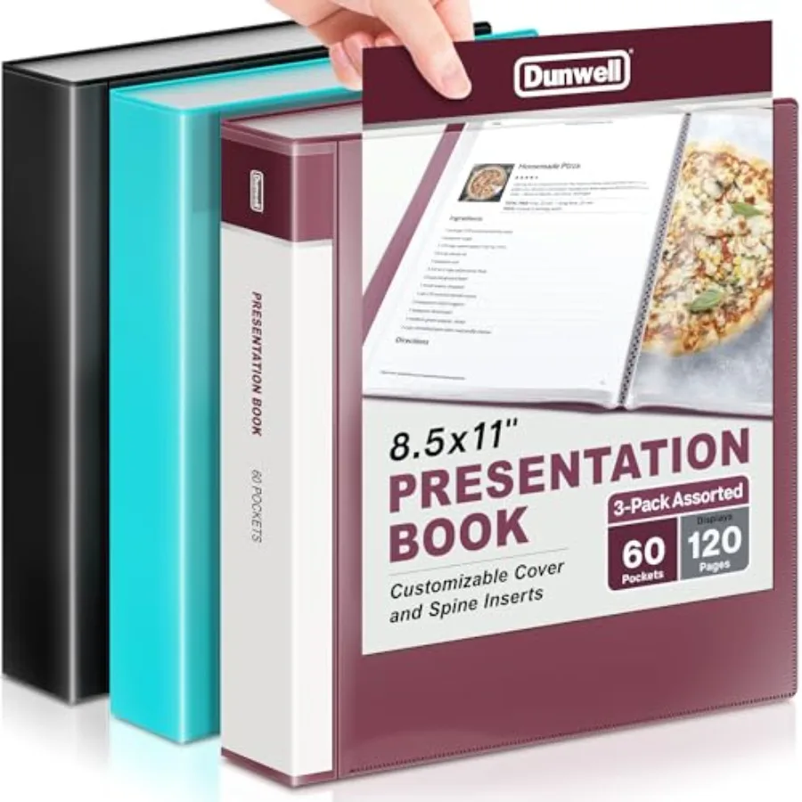 3 Binders with 60 Plastic Sleeves Black, Aqua, Ruby 60-Pocket Presentation Books, 8.5 x 11 Portfolio Folders with Clear Sheet P
3 Binders with 60 Plastic Sleeves Black, Aqua, Ruby 60-Pocket Presentation Books, 8.5 x 11 Portfolio Folders with Clear Sheet P
