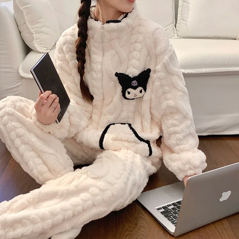 Kawaii Kuromi My Melody Cinnamoroll Pajamas Anime Cartoon Sanrio Autumn Winter Flannel High Collar Zipper Warm Loungewear Set
Kawaii Kuromi My Melody Cinnamoroll Pajamas Anime Cartoon Sanrio Autumn Winter Flannel High Collar Zipper Warm Loungewear Set