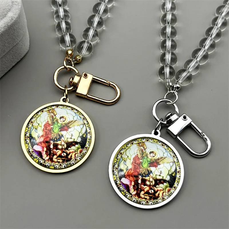 SAINT MICHAEL PROTECT US Archangel Stainless Steel Glass Beads Chain Car Pendant Women Men Gold Color Christian Amulet Jewelry 
SAINT MICHAEL PROTECT US Archangel Stainless Steel Glass Beads Chain Car Pendant Women Men Gold Color Christian Amulet Jewelry