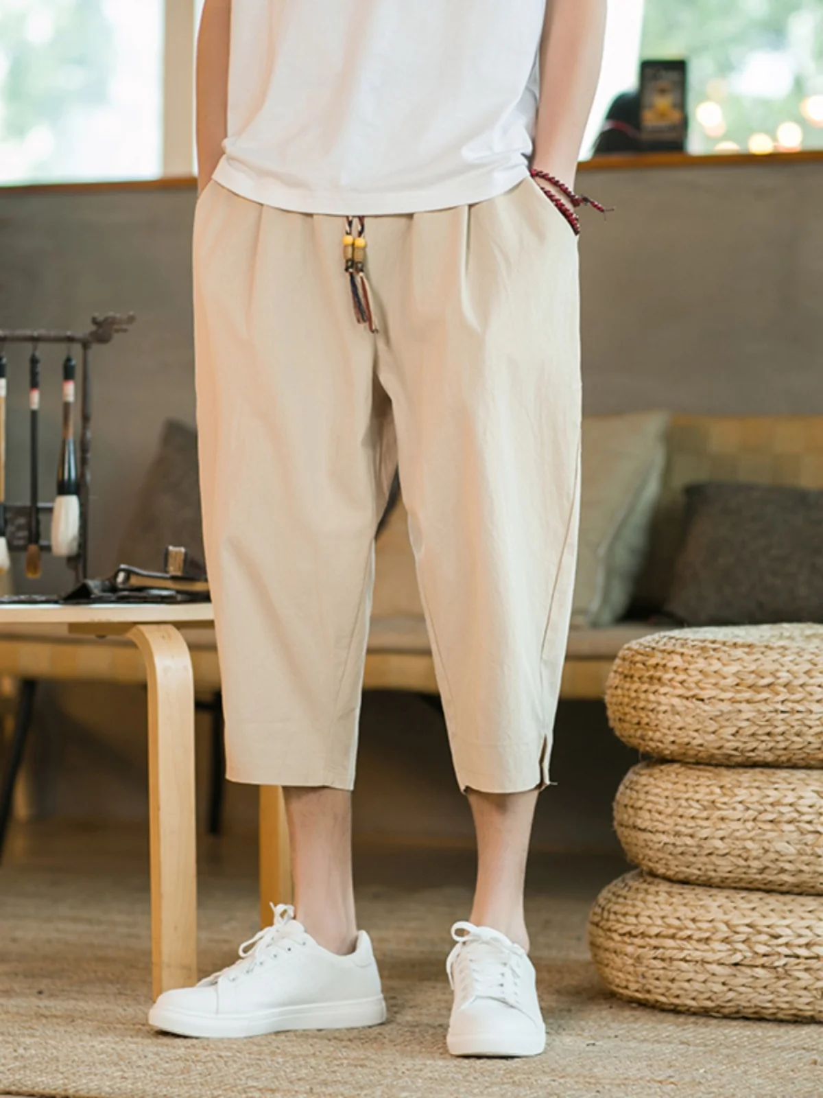 Summer Thin Cotton Linen Men's Loose Straight Leg Pants Casual Harem Trousers Low Waist Pure Color American Casual Sle
Summer Thin Cotton Linen Men's Loose Straight Leg Pants Casual Harem Trousers Low Waist Pure Color American Casual Sle