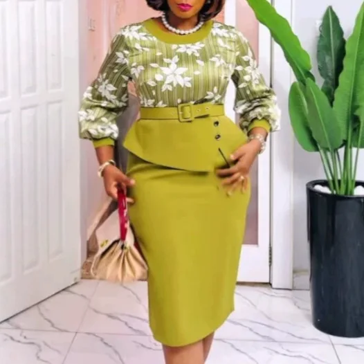 QMANSHA Custom Made Floral Print Office Dress Puff Sleeve Peplum with Belt and Bodycon Skirt Formal Business Outfit for Women
QMANSHA Custom Made Floral Print Office Dress Puff Sleeve Peplum with Belt and Bodycon Skirt Formal Business Outfit for Women