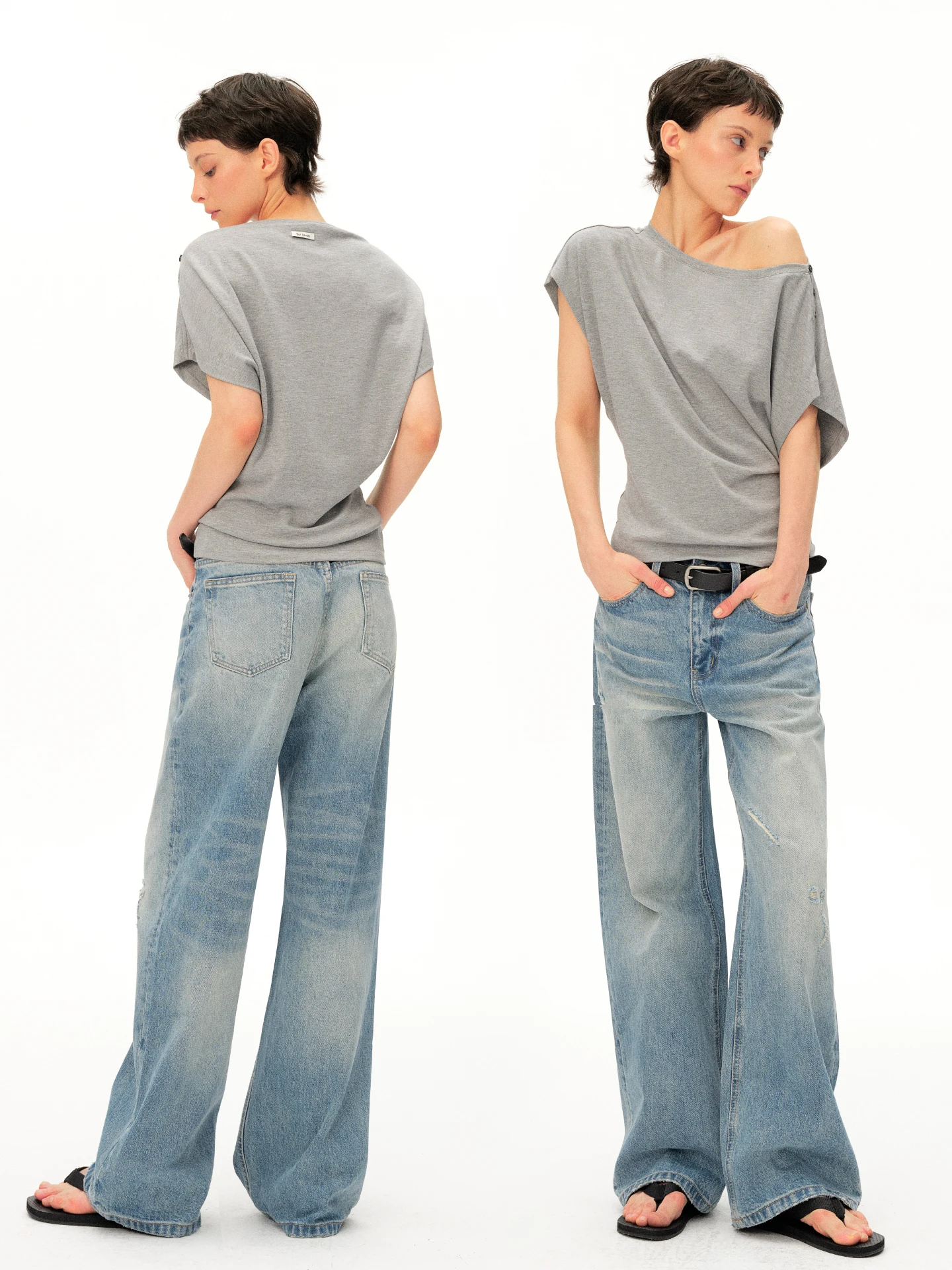 BGT Lazy One-Shoulder Two-Way Short-Sleeve Batwing Sleeve Loose Slimming Top Casual Commute Style Citywalk Cotton Blend
BGT Lazy One-Shoulder Two-Way Short-Sleeve Batwing Sleeve Loose Slimming Top Casual Commute Style Citywalk Cotton Blend