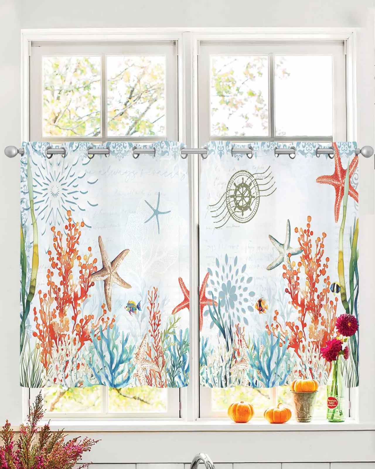 Light Blue Marine Creature Sheer Curtains For Living Room Window Transparent Voile Tulle Curtain Cortinas Drapes Home Decor 
Light Blue Marine Creature Sheer Curtains For Living Room Window Transparent Voile Tulle Curtain Cortinas Drapes Home Decor