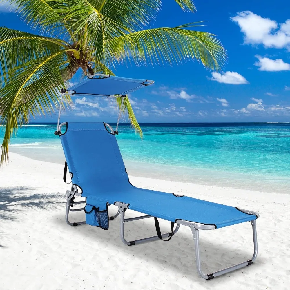Outdoor Folding Chaise Lounge Chair,5-Fold Reclining Beach Chair,Patio Recliner Chair w/ 360° Canopy Shade & Side Storage Pocket
Outdoor Folding Chaise Lounge Chair,5-Fold Reclining Beach Chair,Patio Recliner Chair w/ 360° Canopy Shade & Side Storage Pocket