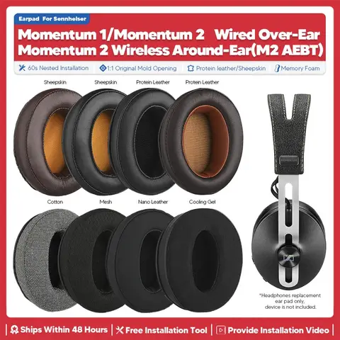 Replacement Ear Pads For Sennheise Momentum 1 Wired Momentum 2 Wireless Over Ear Headphone Accessories Headset Ear Cushion