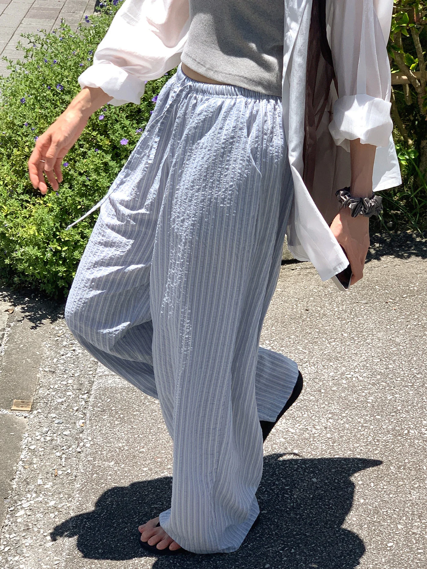 Casual Stripe Pattern Loose Women's Pants Drawstring Waist Slimming Breathable Wide Leg Straight Long Trousers Trendy
Casual Stripe Pattern Loose Women's Pants Drawstring Waist Slimming Breathable Wide Leg Straight Long Trousers Trendy