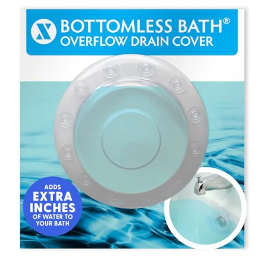 Bottomless Bath Overflow Drain Cover, 4" Diameter, Adds Inch of Water to Your Tub for Deeper Soak. Bring a Peaceful In-Home Spa
Bottomless Bath Overflow Drain Cover, 4" Diameter, Adds Inch of Water to Your Tub for Deeper Soak. Bring a Peaceful In-Home Spa