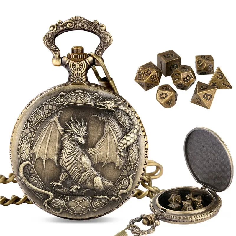7pcs Mini Metal Polyhedral Dice Set for Table Board Role Play Gaming Antique Dragon Wings Pocket Watch Case Fob Chain
7pcs Mini Metal Polyhedral Dice Set for Table Board Role Play Gaming Antique Dragon Wings Pocket Watch Case Fob Chain