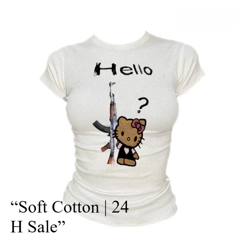 Hot Sale Hello Kitty Women's Short T-Shirt Cartoon Print Breathable O-Neck Summer Tops Casual Street Wear Youth Trendy
Hot Sale Hello Kitty Women's Short T-Shirt Cartoon Print Breathable O-Neck Summer Tops Casual Street Wear Youth Trendy