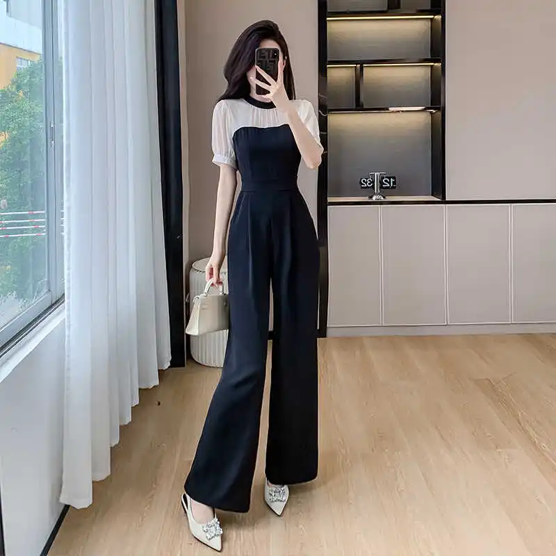 Elegant Women's Slim Fit Jumpsuit High Waist Wide Leg Pants Set Summer New Style Ageless Color Block Design Commute Friendly
Elegant Women's Slim Fit Jumpsuit High Waist Wide Leg Pants Set Summer New Style Ageless Color Block Design Commute Friendly