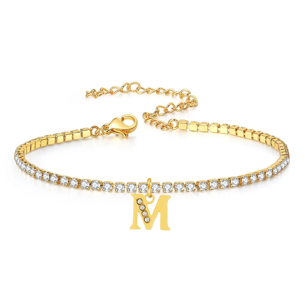 New Trendy A-Z Pave Zircon 26 Initial Bracelet Women Tennis Chain 17CM Charm Bracelet Stainless Steel Bracelet
New Trendy A-Z Pave Zircon 26 Initial Bracelet Women Tennis Chain 17CM Charm Bracelet Stainless Steel Bracelet