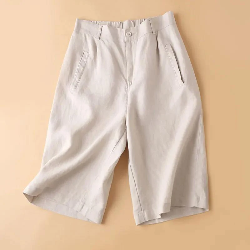 Summer Cotton Linen Women Shorts Stretch High Waist Vintage Elegant Daily Loose Casual Streetwear Wide Leg Knee Length Pants
Summer Cotton Linen Women Shorts Stretch High Waist Vintage Elegant Daily Loose Casual Streetwear Wide Leg Knee Length Pants