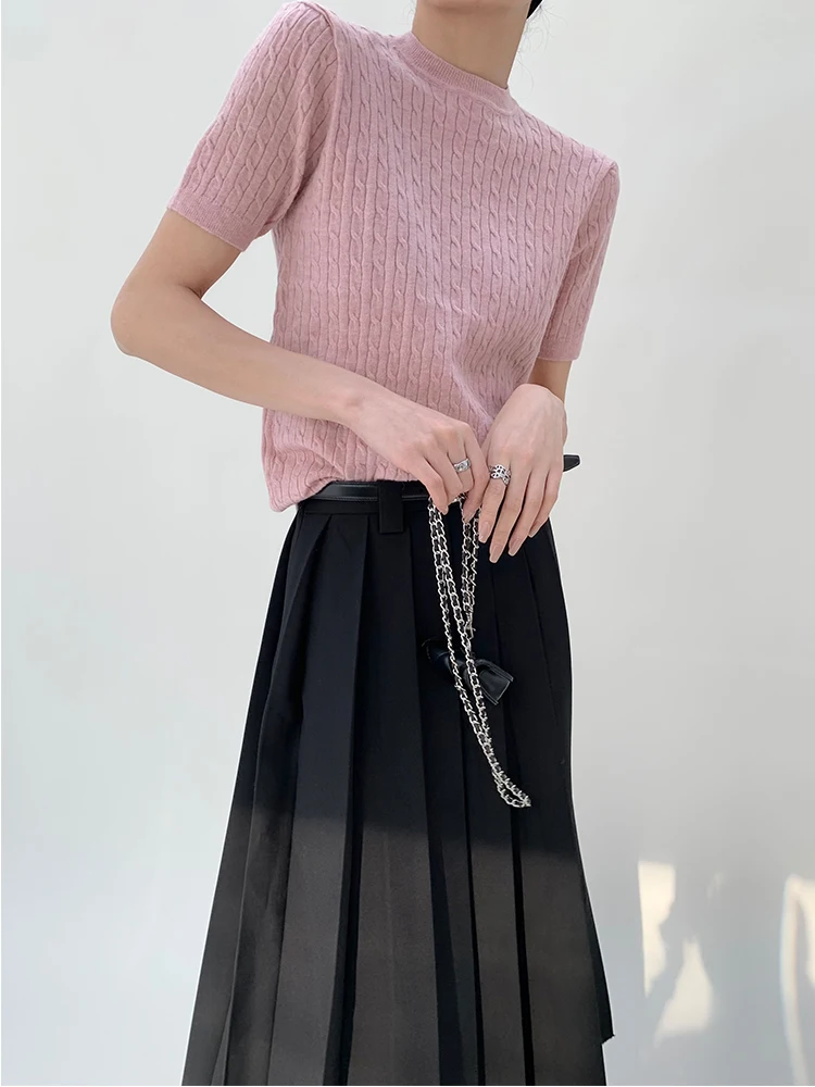 Новая женская футболка с коротким рукавом в стиле ретро, вязаная, розовая, для весны и лета, с милым дизайном
Новая женская футболка с коротким рукавом в стиле ретро, вязаная, розовая, для весны и лета, с милым дизайном