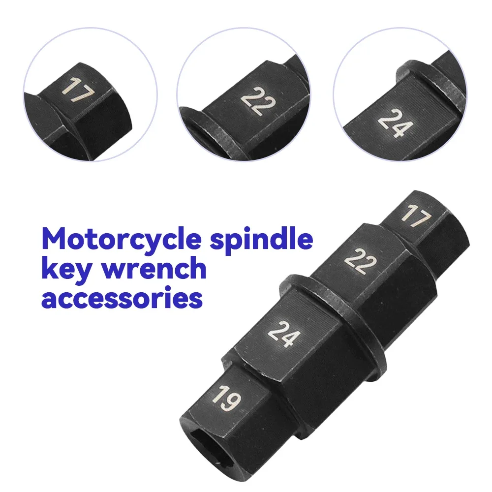4-in-1 Motorcycle Hex Axle Tool, 17mm 19mm 22mm 24mm Spindle Socket Wrench, 3/8" Drive Front Rear Wheel Removal Tool
4-in-1 Motorcycle Hex Axle Tool, 17mm 19mm 22mm 24mm Spindle Socket Wrench, 3/8" Drive Front Rear Wheel Removal Tool