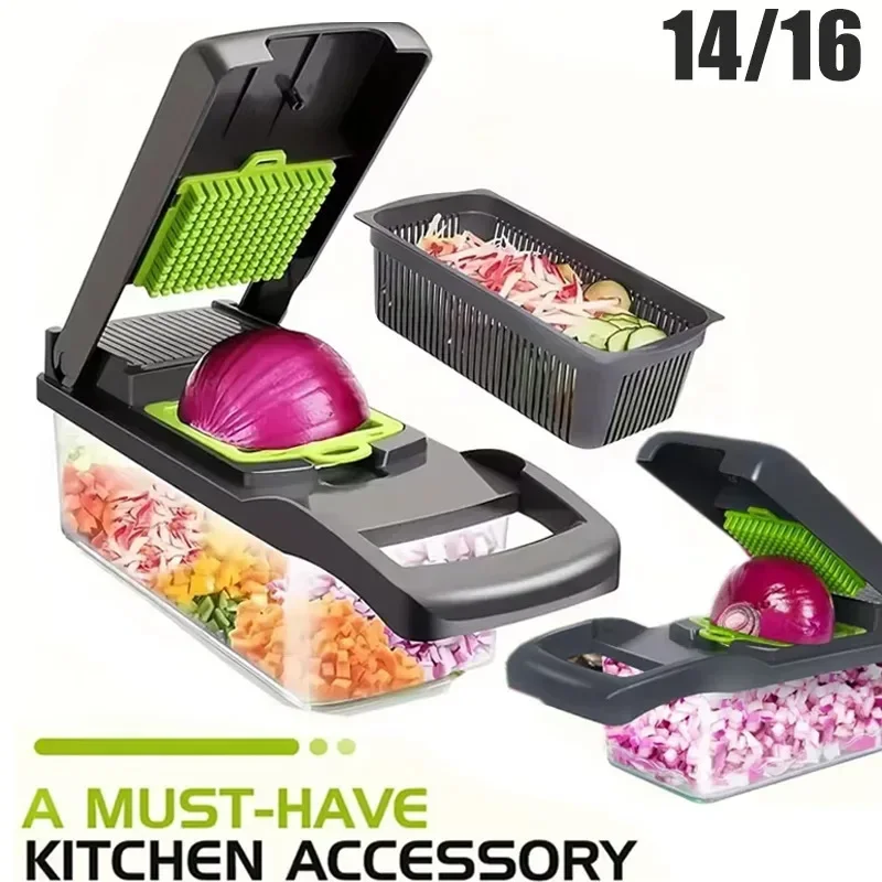 14/16pcs Multifunctional Vegetable Slicer Cutter Food Grade Shredder with Basket Fruit Potato Onion Mincer Chopper Carrot Grater
14/16pcs Multifunctional Vegetable Slicer Cutter Food Grade Shredder with Basket Fruit Potato Onion Mincer Chopper Carrot Grater
