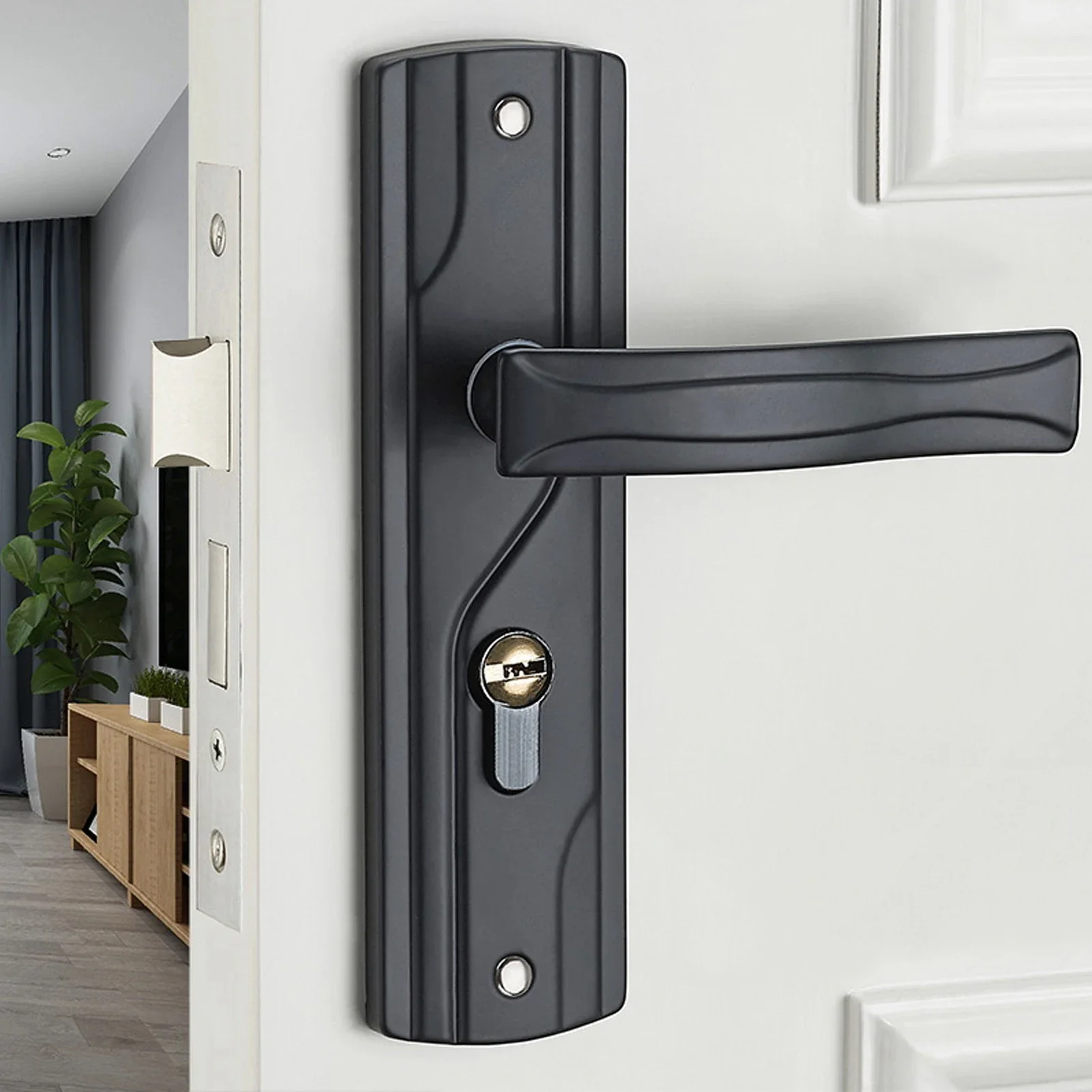 Door Lock Lever Handle Lock Manganese Steel Black Finish Silent Bearing For Bedroom Bathroom Interior Door
Door Lock Lever Handle Lock Manganese Steel Black Finish Silent Bearing For Bedroom Bathroom Interior Door