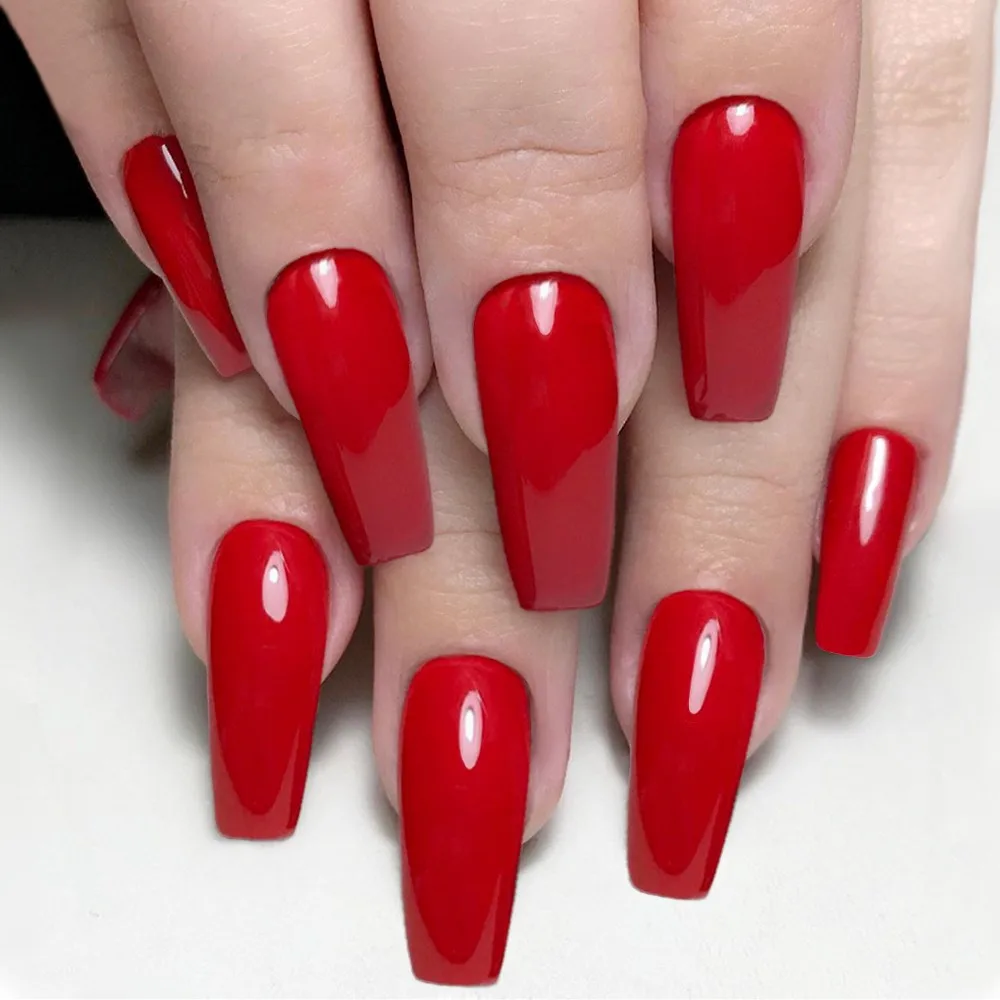 Red Long Acrylic False Nails Press Ons Ballerina Fake Nails With Glue Burgundy Women Coffin Shaped DIY Manicure Accessories
Red Long Acrylic False Nails Press Ons Ballerina Fake Nails With Glue Burgundy Women Coffin Shaped DIY Manicure Accessories