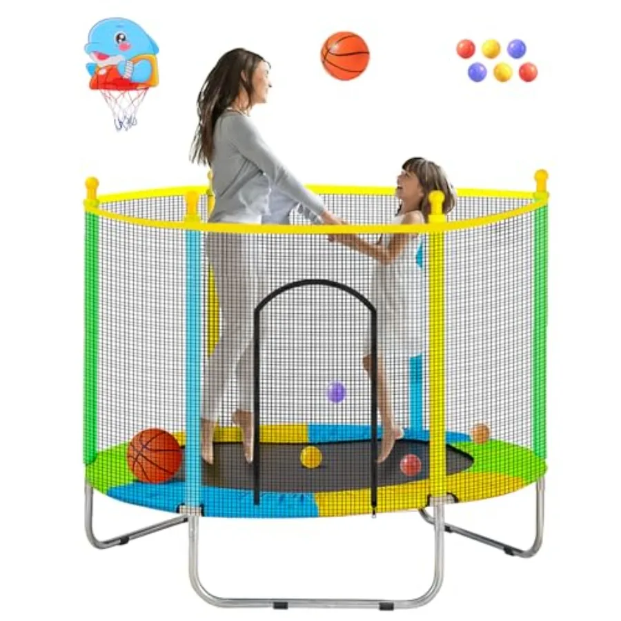 55" Trampoline for with Enclosure, Up to 440 Ibs Toddler Mini Trampoline with Net and Basketball Hoop, Indoor/Outdoor Toddler T
55" Trampoline for with Enclosure, Up to 440 Ibs Toddler Mini Trampoline with Net and Basketball Hoop, Indoor/Outdoor Toddler T