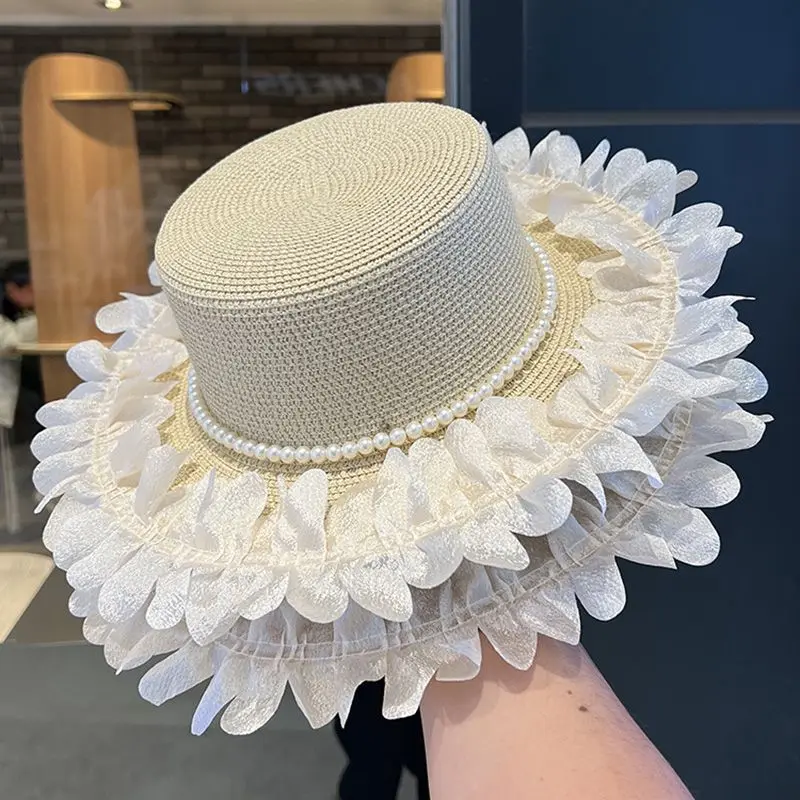 Japanese Elegant Pearl Lace Straw Hat Women's Spring New Style Wide Eaves Show Face Small Outdoor Sunscreen and Sunshade
Japanese Elegant Pearl Lace Straw Hat Women's Spring New Style Wide Eaves Show Face Small Outdoor Sunscreen and Sunshade