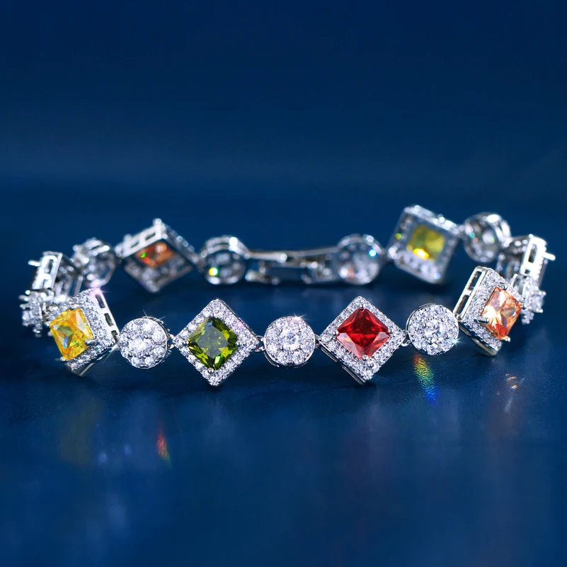 ThreeGraces New Fashion Shiny Multicolor Zirconia Geometric Rhombic Link Chain Bracelet For Women Bridal Party Jewelry BR416
ThreeGraces New Fashion Shiny Multicolor Zirconia Geometric Rhombic Link Chain Bracelet For Women Bridal Party Jewelry BR416