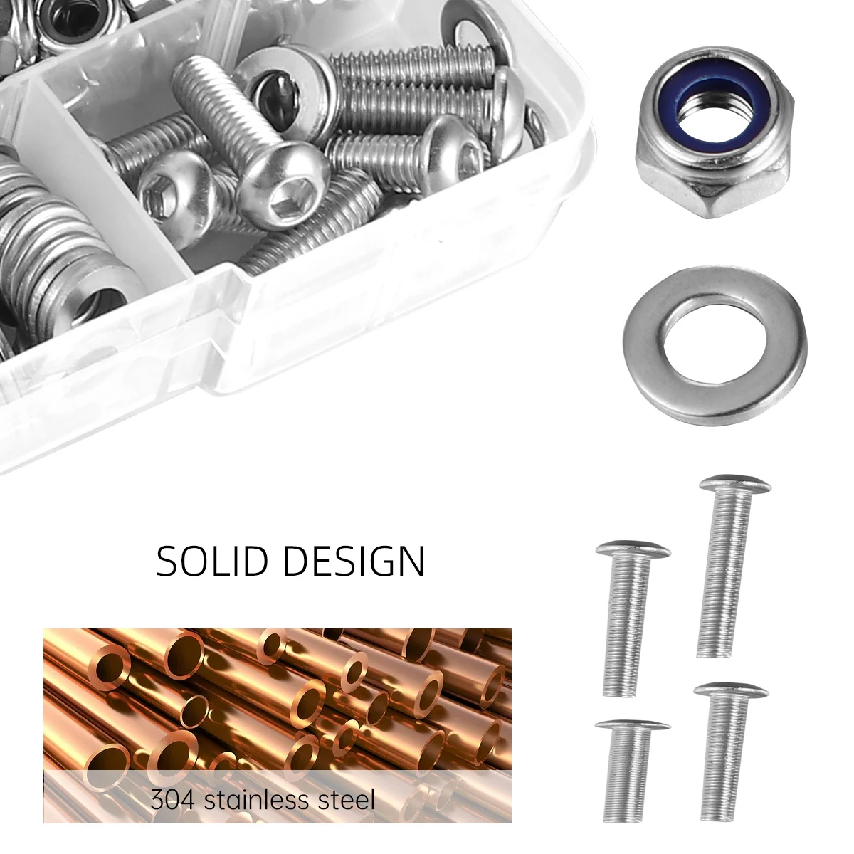 Stainless Steel Screw Wrench Set 304 Round Head Bolts Nuts Assortment Kit Strong Hardness Anti Corrosion Screws Storage Case
Stainless Steel Screw Wrench Set 304 Round Head Bolts Nuts Assortment Kit Strong Hardness Anti Corrosion Screws Storage Case