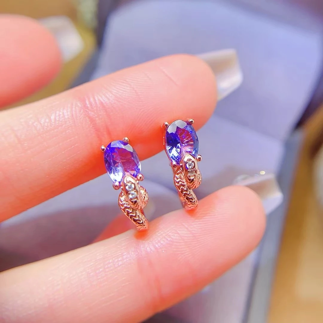 Fashion 925 Silver Snake Earrings 5mm*7mm Total 1.4ct Natural Tanzanite Hoop Earrings with 18K Gold Plating Allergy Free
Fashion 925 Silver Snake Earrings 5mm*7mm Total 1.4ct Natural Tanzanite Hoop Earrings with 18K Gold Plating Allergy Free