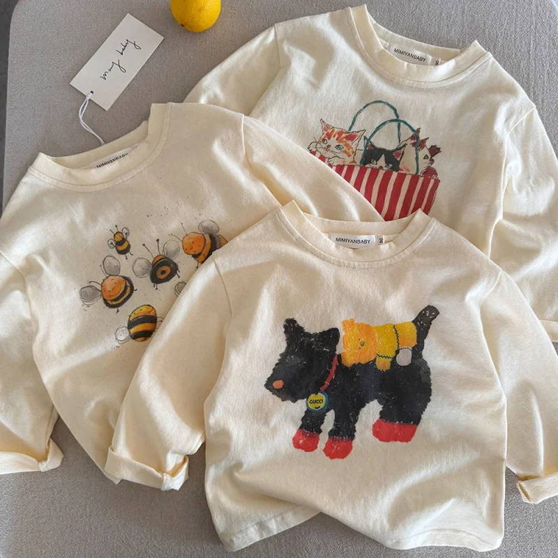 Children Cartoon Print T-Shirt Tops For Boys And Girls Clothing 2025 New Baby Kids Long-sleeve Cotton Bottoming Shirt 
Children Cartoon Print T-Shirt Tops For Boys And Girls Clothing 2025 New Baby Kids Long-sleeve Cotton Bottoming Shirt