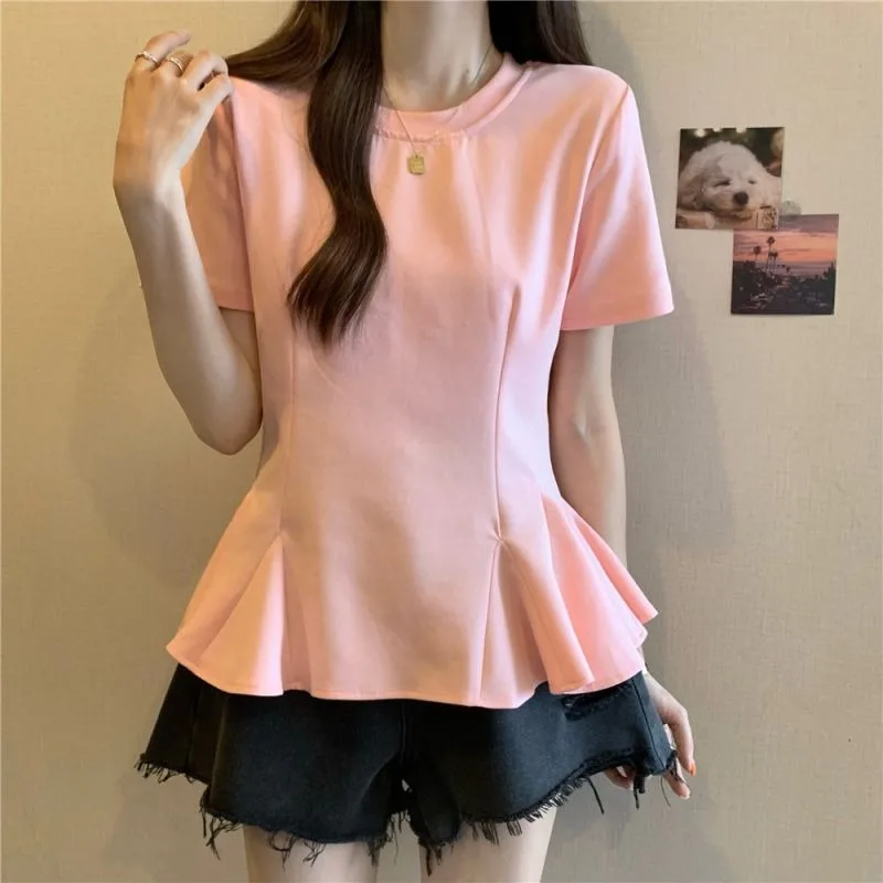 Fashion Lotus Leaf Edge Design Women Clothing Summer New Style Solid Color Irregular Pullover Top Tee T-Shirt Short Sleeve Tops
Fashion Lotus Leaf Edge Design Women Clothing Summer New Style Solid Color Irregular Pullover Top Tee T-Shirt Short Sleeve Tops