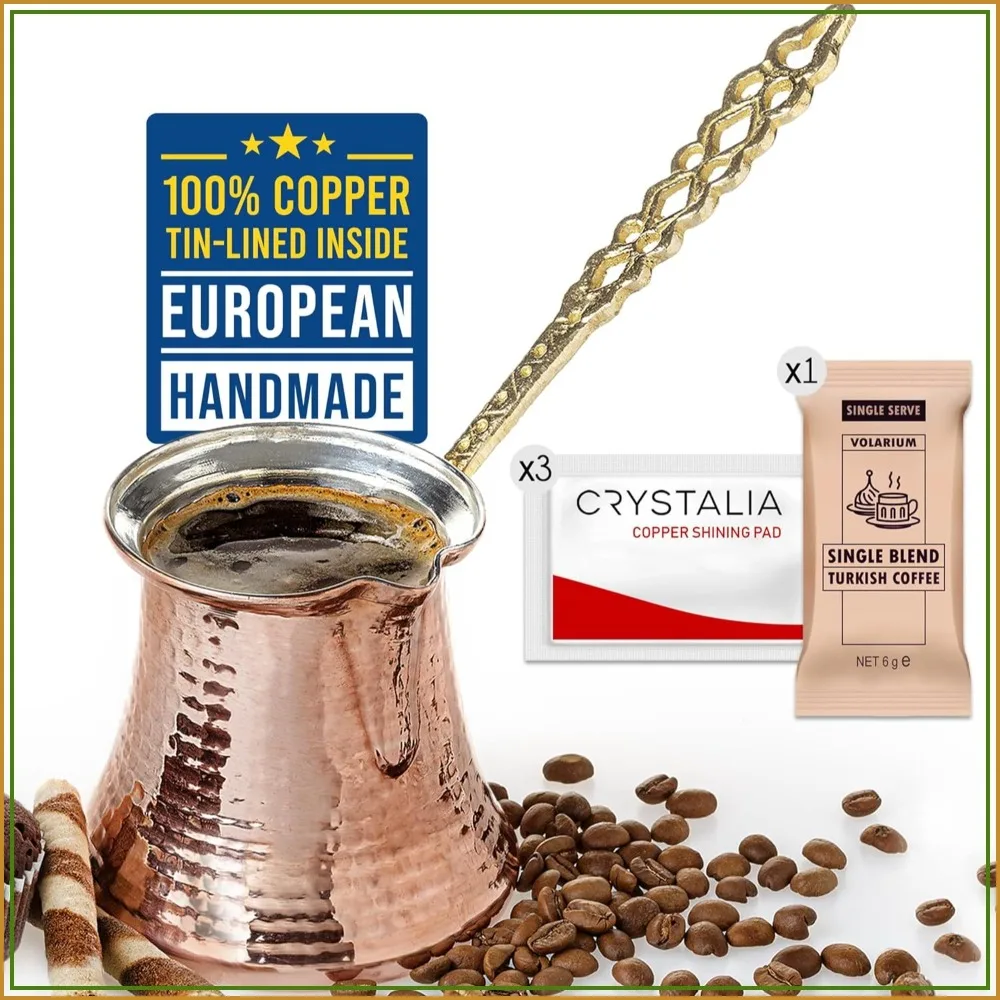 Hammered Copper Turkish Coffee Pot, Handmade Cezve for Stove Top, Large 425ml for 4-5 Cups
Hammered Copper Turkish Coffee Pot, Handmade Cezve for Stove Top, Large 425ml for 4-5 Cups