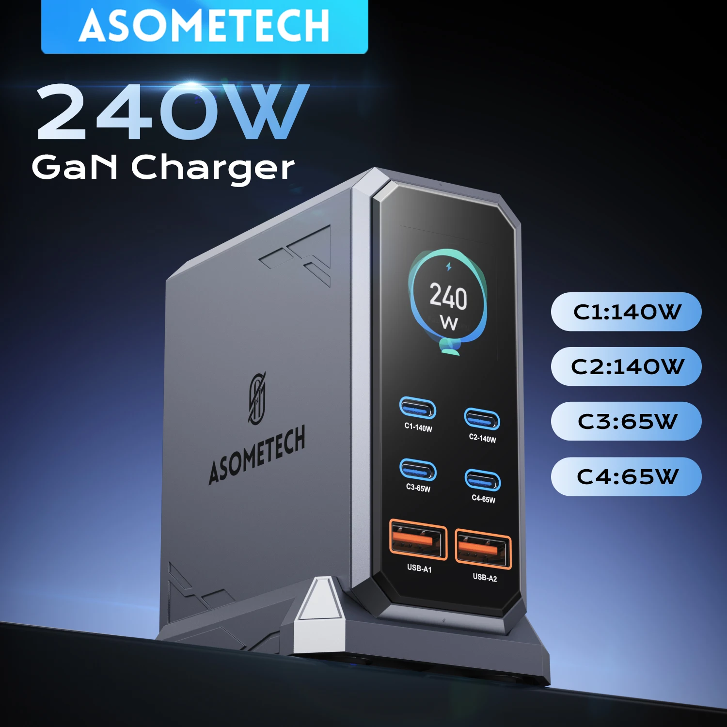 240W GaN Charger PD3.1 140W USB Type C 6 Ports PPS PD Desktop Fast Charging Station for iPhone Samsung MacBook Laptops Tablet
240W GaN Charger PD3.1 140W USB Type C 6 Ports PPS PD Desktop Fast Charging Station for iPhone Samsung MacBook Laptops Tablet