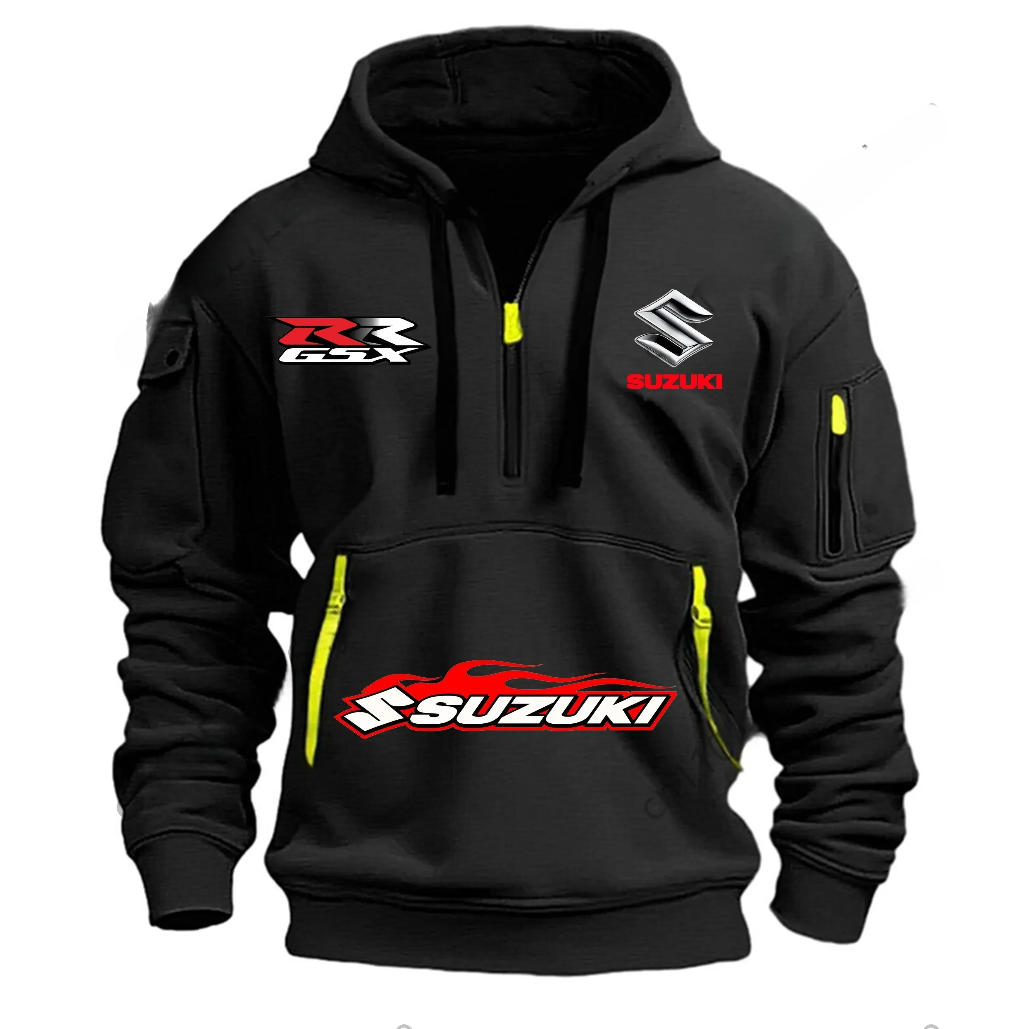 Suzuki brand men's street sports motorcycle hoodie with printed design autumn and winter semi-zipper multi-pocket sweatshirt
Suzuki brand men's street sports motorcycle hoodie with printed design autumn and winter semi-zipper multi-pocket sweatshirt