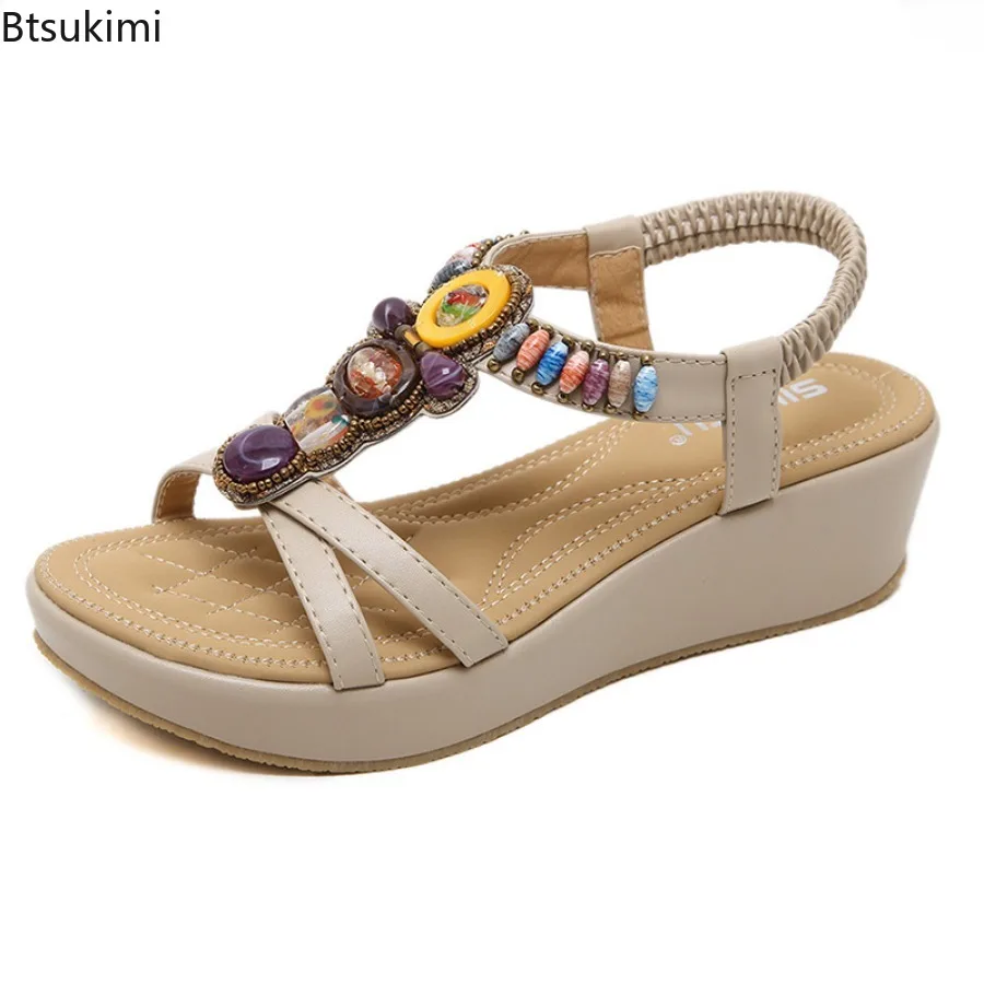 New 2025 Summer Fashion Women's Wedge Heel Sandals Bohemia Beaded Casual Platform Sandals for Women Peep Toe Outdoor Beach Shoes
New 2025 Summer Fashion Women's Wedge Heel Sandals Bohemia Beaded Casual Platform Sandals for Women Peep Toe Outdoor Beach Shoes